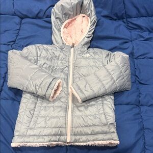 The North Face Gray Puffer Jacket or “ fuzzy” REVERSIBLE!